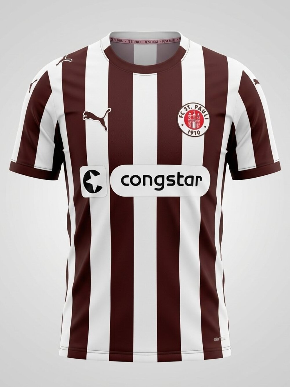 FC St Pauli Puma Soccer Jersey Brown White Football Shirt Mens NWT